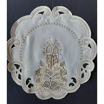 Vánoční dekorace UBRUS vyšívaný prům. 30cm vánoční 001