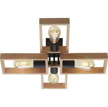 LEUCHTEN DIREKT is JUST LIGHT stropní svítidlo, černá, dřevěný rám, kov, 4 ramenné