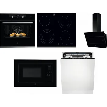 Set domácích spotřebičů ELECTROLUX KODEH70X + ELECTROLUX EHF6343FOK + ELECTROLUX LFV316K + ELECTROLUX LMS4253TMX + ELECTROLUX EEM69410L