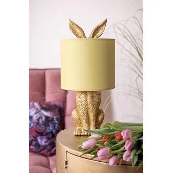 Lampička Zlatá stolní lampa králík se žlutým stínidlem Rabbi – Ø20*43 cm E27/max 1*60W