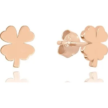 Náušnice Stříbrné zlacené náušnice pecičky čtyřlístek JMAN0408RE00