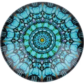 Dětské navlékací korálky Skleněný kabošon mandala, strom života Ø25 mm, barva 4 tyrkysová mandala