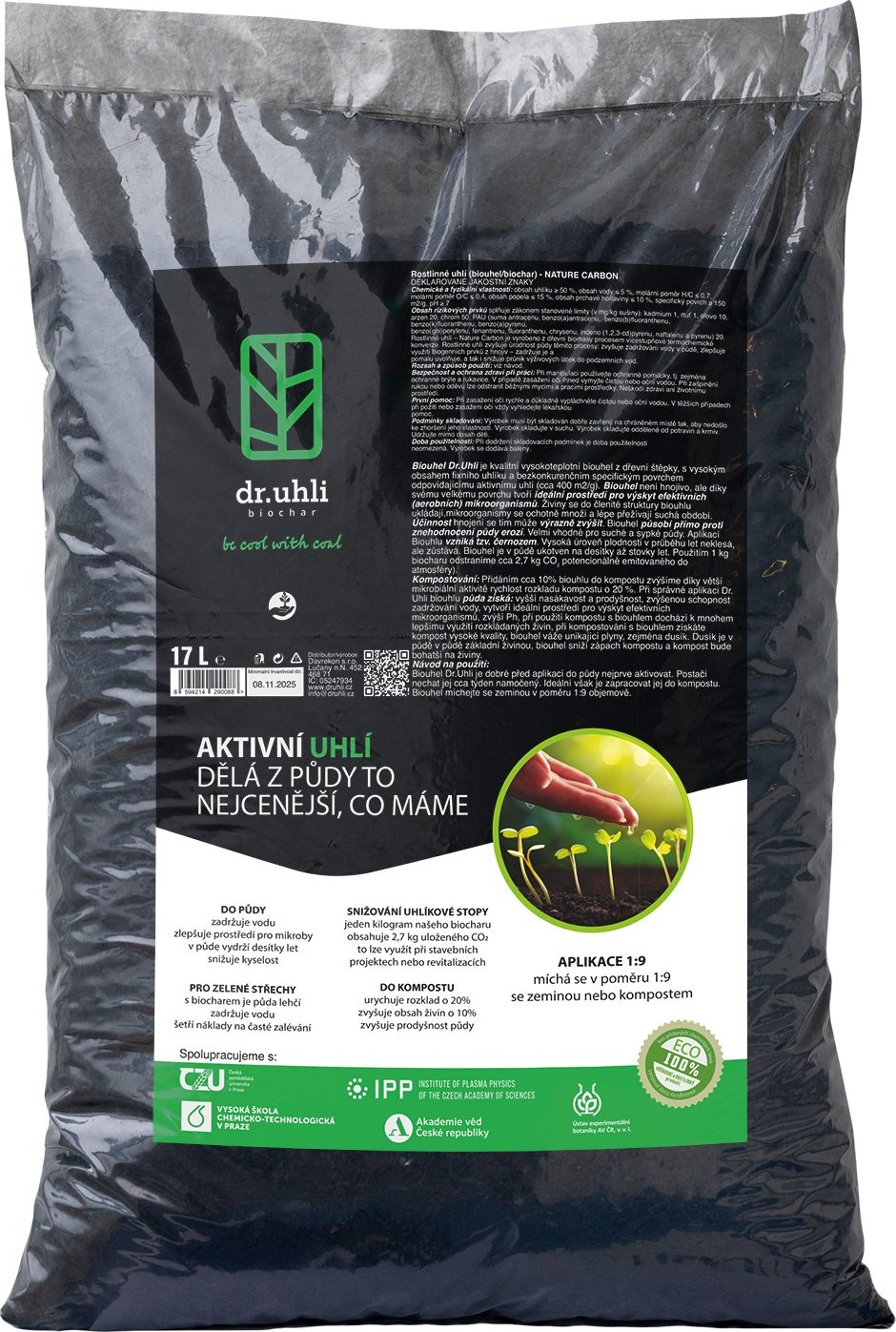 Biochar Dr.Uhlí Objem balení: 17 litrů
