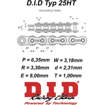 Řetězová sada pro motocykl D.I.D Rozvodový řetěz DID Yamaha SR 125 rok 82-03