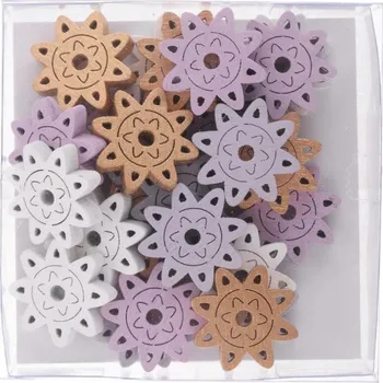 Dekorace Květina II. 24ks 2,4cm, dřevěná, mix barev