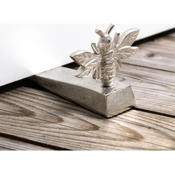 Stříbrná kovová zarážka do dveří se včelkou - 14 * 9 * 8cm