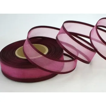Stuha Šifonová stuha lemovaná - 25mm - burgundy -1m