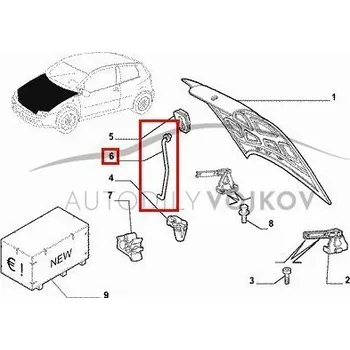 Kapota Tyčka kapoty orig. Fiat Punto 1999 - 2010