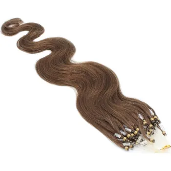 Příčesek 60cm vlasy pro metodu Micro Ring / Easy Loop 0,7g/pr. vlnité – světlejší hnědá