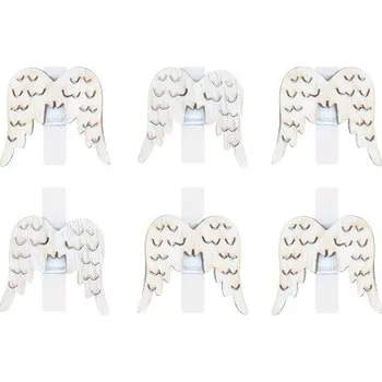 Vánoce Andělská křídla dřevěná na kolíčku 3 cm, 6 ks, přírodní