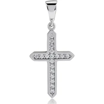 Přívěsek Lillian Vassago Zlatý přívěsek z bílého zlata se zirkony Křížek LLV11-GP086W
