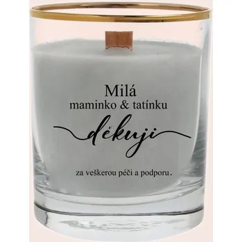 Svíčka Svíčka PODĚKOVÁNÍ RODIČŮM Barva: Šedá, Nápis: Bez podpisu