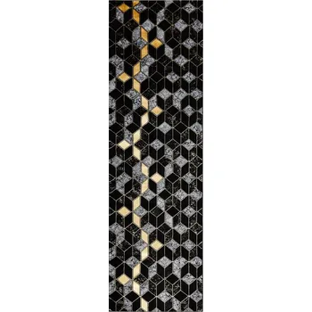 Koberec Běhoun Gloss 400B 86 3D geometric black/gold, 70x300, černá, obývací pokoj, Dywany Łuszczów - 1 rok na vrácení + DOPRAVA ZDARMA k Vám i zpět