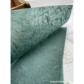 Umělecký papír Sapaimport Morušový papír Unryu A4 - tmavě zelený s vláknem Velikost: A4 - 29,5x21 cm