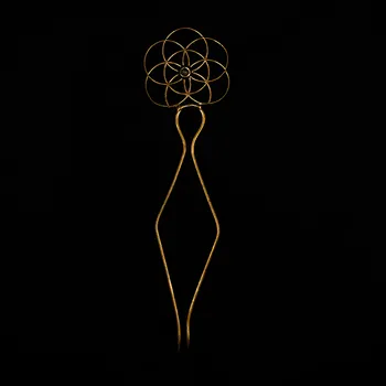 Ozdoba do vlasů Mosazná jehlice do vlasů Seed of Life Měsíční kámen, Sittar.cz