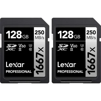 Paměťová karta Lexar SDXC 128GB 1667x Professional Class 10 UHS-II U3 (V60) - Dual Pack LSD1667128G-B2NNG