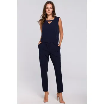 Dámský overall Klasický overal s průstřihem a gumičkou v pase K009 Barva: Tmavě Modrá, Velikost: 2XL