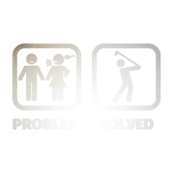 Polep vozidla SAMOLEPKA Problem? Solved 010 na golf (82 - odrazková reflexní bílá) NA AUTO, NÁLEPKA, FÓLIE, POLEP, TUNING, VLASTNÍ TEXT, TISK, AUTOSAMOLEPKY.cz, POLEPY, OBRÁZEK, LOGO, SAMOLEPKY