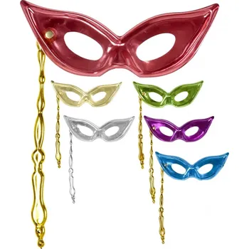 Karnevalová maska WIDMANN Škraboška na tyči Metalíza Zlatá