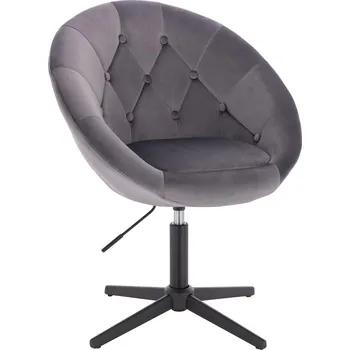 Otočné křeslo Cube velur na černém kříži - šedé