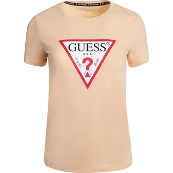 Dámské oblečení GUESS DÁMSKÉ TRIČKO T-SHIRT SS CN ORIGINAL TEE BIEGE W1YI1BI3Z11 A60N Velikost: S