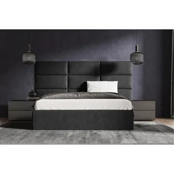 Postel Eka Čalouněná postel Lucy 2 - 160x200 cm Barva látky Trinity: (2316) Černá, Úložný prostor: Bez úložného prostoru