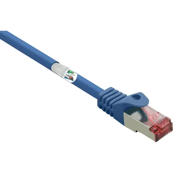Datový kabel Renkforce RF-4981664 RJ45 síťové kabely, propojovací kabely CAT 6 S/FTP 2.00 m modrá s ochranou, pozlacené kontakty, samozhášecí 1 ks