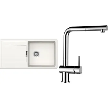 Granitový dřez Set Schock S9-9 (dřez Mono D-100L Polaris + baterie Epos.120 Chrom)