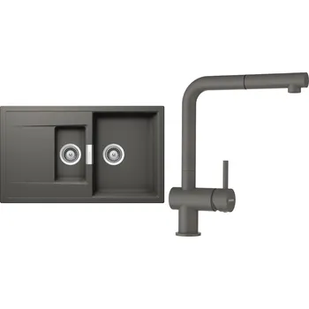 Granitový dřez Set Schock S8-2 (dřez Mono D-150 Silverstone + baterie Epos.120 Silverstone)