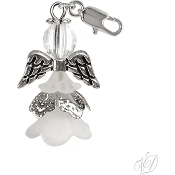 Přívěsek Andělíček pro štěstí přívěsek s karabinkou K (Přívěsek Anděl s karabinkou - Andílek z korálků pro štěstí)