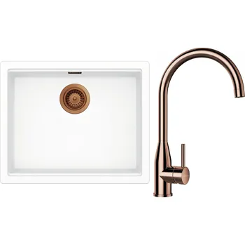 Granitový dřez Set Schock S28-4 (dřez Kiruna N-100L Day + baterie Kavus Měď + komponenty Měď)