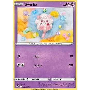 Karetní hra Pokémon SIT 083/195 Swirlix - Silver Tempest Stav: Near Mint, Verze: REVERSE HOLO