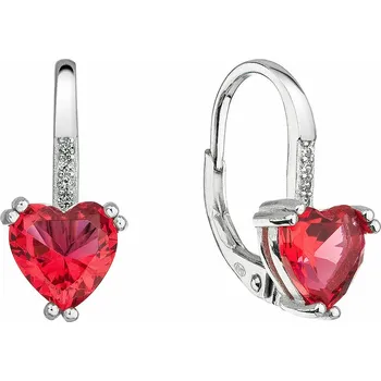 Náušnice Stříbrné náušnice visací se zirkony růžové srdíčko 11409.3 rose