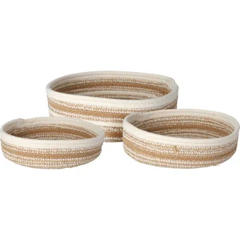 Úložný box Sada pletených bavlněných košíků Nature, 3 ks, přírodní