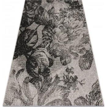 Koberec Eoshop KOBEREC SIZAL FLOORLUX 20491 KVĚTINY stříbrný / Černá (Velikost: 60x110 cm)