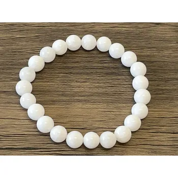 Náramek Náramek Jadeit bílý 8mm (Korálkové náramky z minerálů - Jadeit bílý 8mm CCA 24. Náramek je navlečen na elastické gumičce.)