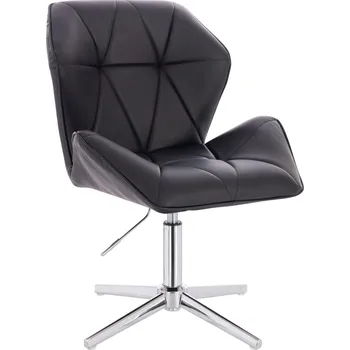 Kadeřnické křeslo ekokůže Horten XL na stříbrném kříži - černé