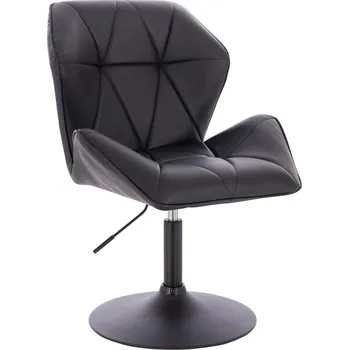 Kadeřnické křeslo ekokůže Horten XL na černém talíři - černé