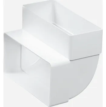 Ventilační potrubí Den Braven Koleno vertikální ploché 90° plastové Barva: Bílá, Varianta: Koleno vertikální ploché 90°, 75 mm x 150 mm, plastové, materiál: plast