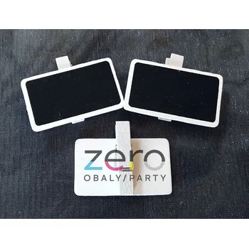 Party dekorace Kolíček s 'tabulkou' (6 ks) - bílo-černá