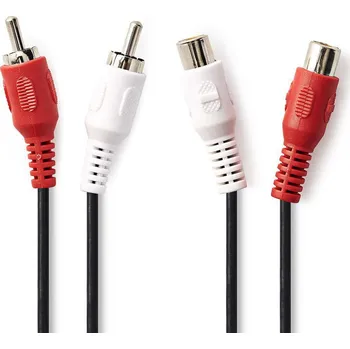 Audio kabel Nedis prodlužovací stereo audio kabel zástrčka 2x CINCH - zásuvka 2x CINCH, 5 m (CAGP24205BK50)