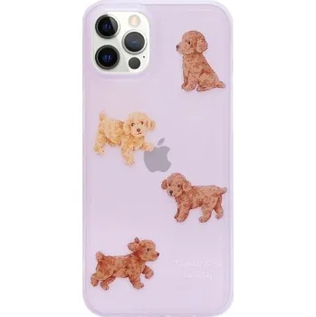 Pouzdro na mobilní telefon Matný transparentní kryt s motivem pudlíků pro iPhone 12 Pro Max - fialový