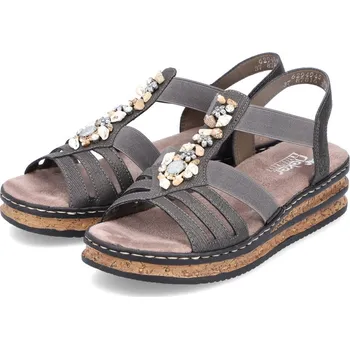 Dámské sandále Dámské syntetické sandálky 62949-45 Rieker šedé Barva: grau, Velikost: 40
