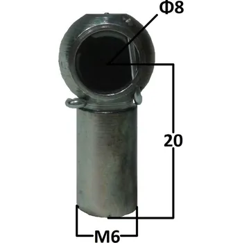 Čep nápravy Kuličkový čep Fi 8mm M6 20mm
