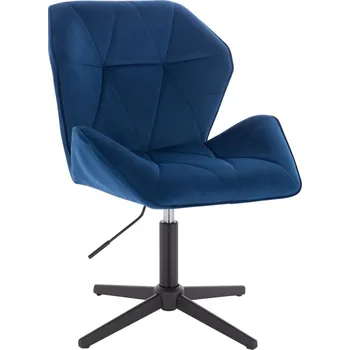 Otočné křeslo velur Horten XL na černém kříži - modré