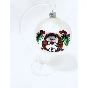 Vánoční ozdoba Irisa Skleněná ozdoba bílá luxusní dekor JEŽEK 8 cm, dárkové balení 1 ks Velikost: 8 cm, Balení: 1ks, Barva: bílá