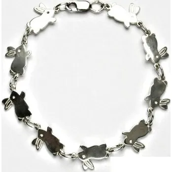 Náramek Stříbrný náramek králík - R408 (Stříbrný náramek s králíky)