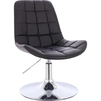 Křeslo Otočné křeslo ekokůže Voss na stříbrném talíři - černé