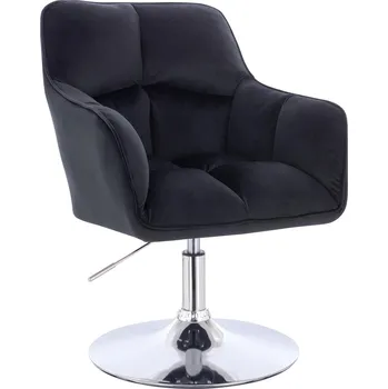 Křeslo Otočné křeslo Moss velur na stříbrném talíři - černé