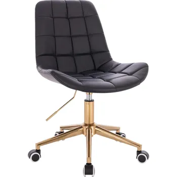 Křeslo Kosmetické křeslo ekokůže Voss na zlaté podstavě s kolečky - černé